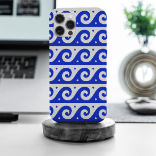 Griekse fret, mediterraan golfpatroon, blauw iPhone 15 pro max hoesje