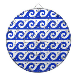 Griekse fret, mediterraan golfpatroon, blauw dartbord