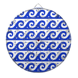 Griekse fret, mediterraan golfpatroon, blauw dartbord