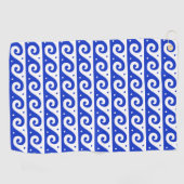 Griekse fret, mediterraan golfpatroon, blauw golfhanddoek (Horizontaal)