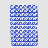 Griekse fret, mediterraan golfpatroon, blauw golfhanddoek (Voorkant)