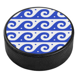 Griekse fret, mediterraan golfpatroon, blauw hockey puck