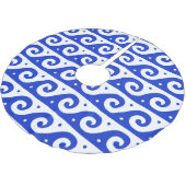 Griekse fret, mediterraan golfpatroon, blauw kerstboom rok (Gekanteld)