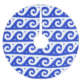 Griekse fret, mediterraan golfpatroon, blauw kerstboom rok