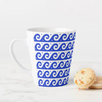 Griekse fret, mediterraan golfpatroon, blauw
