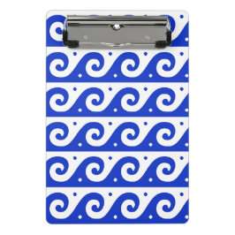 Griekse fret, mediterraan golfpatroon, blauw mini klembord