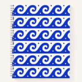 Griekse fret, mediterraan golfpatroon, blauw notitieboek (Voorkant)