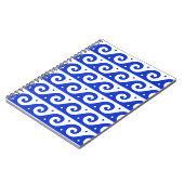 Griekse fret, mediterraan golfpatroon, blauw notitieboek (Linkerzijde)