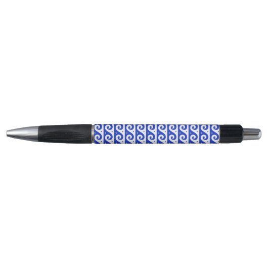 Griekse fret, mediterraan golfpatroon, blauw pen (Voorkant)