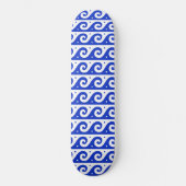 Griekse fret, mediterraan golfpatroon, blauw persoonlijk skateboard (Voorkant)
