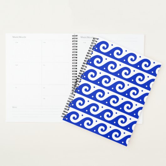 Griekse fret, mediterraan golfpatroon, blauw planner (Display)