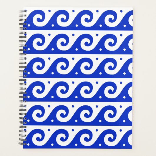 Griekse fret, mediterraan golfpatroon, blauw planner (Voorkant)