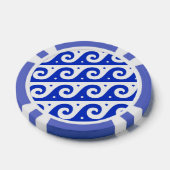 Griekse fret, mediterraan golfpatroon, blauw poker chips (Enkel)