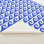 Griekse fret, mediterraan golfpatroon, blauw sherpa deken (3/4)