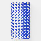 Griekse fret, mediterraan golfpatroon, blauw spandoek (Verticaal)