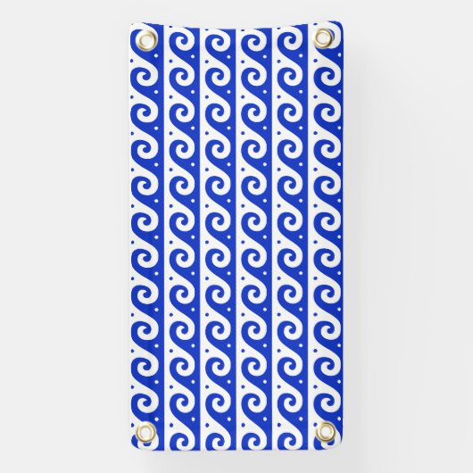 Griekse fret, mediterraan golfpatroon, blauw spandoek (Verticaal)