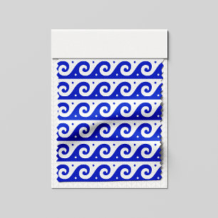 Griekse fret, mediterraan golfpatroon, blauw stof