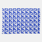 Griekse fret, mediterraan golfpatroon, blauw theedoek (Horizontaal)