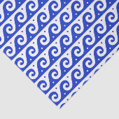 Griekse fret, mediterraan golfpatroon, blauw tissuepapier (Detail)