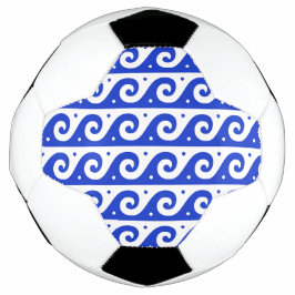 Griekse fret, mediterraan golfpatroon, blauw voetbal