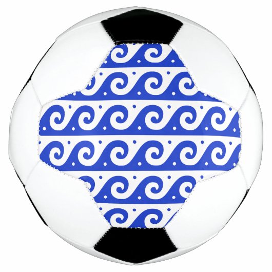 Griekse fret, mediterraan golfpatroon, blauw voetbal (Voorkant)