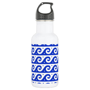 Griekse Fret, Mediterraan Golfpatroon, Blauw Waterfles