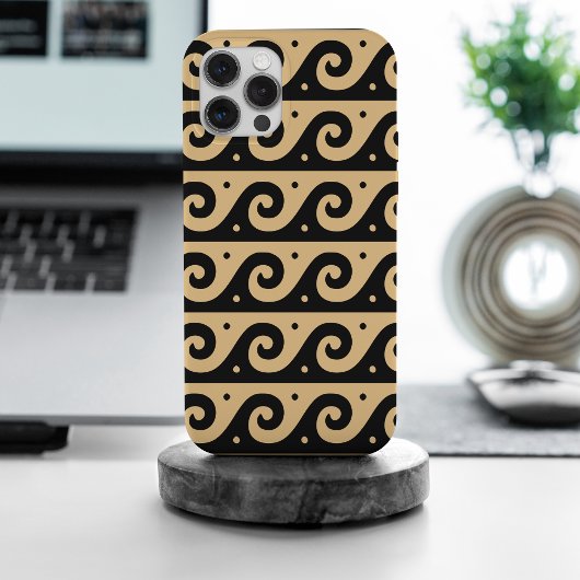 Griekse fret, mediterraan golfpatroon, bruin Case-Mate iPhone case