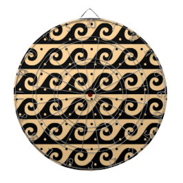 Griekse fret, mediterraan golfpatroon, bruin dartbord