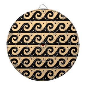 Griekse fret, mediterraan golfpatroon, bruin dartbord