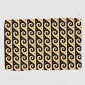 Griekse fret, mediterraan golfpatroon, bruin golfhanddoek (Horizontaal)