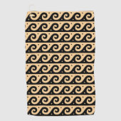 Griekse fret, mediterraan golfpatroon, bruin golfhanddoek (Voorkant)