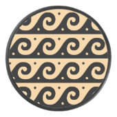 Griekse fret, mediterraan golfpatroon, bruin hockey puck (Voorkant)