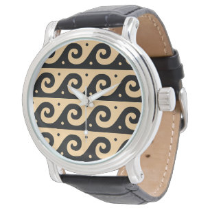 Griekse Fret, Mediterraan Golfpatroon, Bruin Horloge
