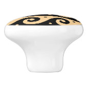 Griekse fret, mediterraan golfpatroon, bruin keramische knop (Zijkant)