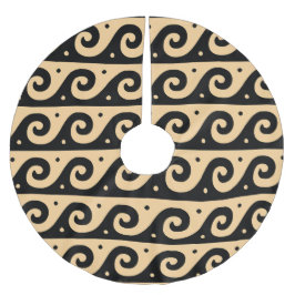 Griekse fret, mediterraan golfpatroon, bruin kerstboom rok