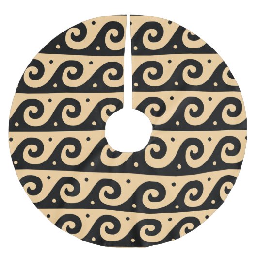 Griekse fret, mediterraan golfpatroon, bruin kerstboom rok (Voorkant)