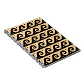 Griekse fret, mediterraan golfpatroon, bruin notitieboek (Rechterzijde)