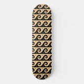 Griekse fret, mediterraan golfpatroon, bruin persoonlijk skateboard (Voorkant)