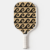 Griekse fret, mediterraan golfpatroon, bruin pickleball paddle (Voorkant)