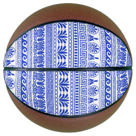 Griekse fret, mediterraan patroon, blauw basketbal