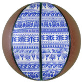 Griekse fret, mediterraan patroon, blauw basketbal (Verticaal)