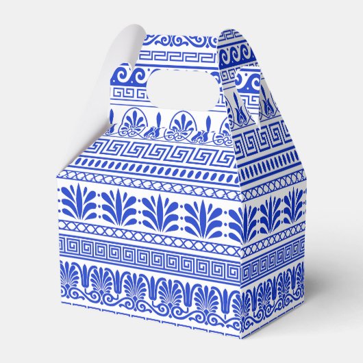 Griekse fret, mediterraan patroon, blauw bedankdoosjes (Achterkant)