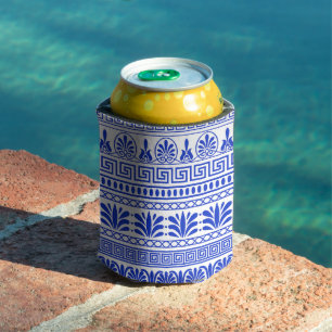 Griekse fret, mediterraan patroon, blauw blikjeskoeler