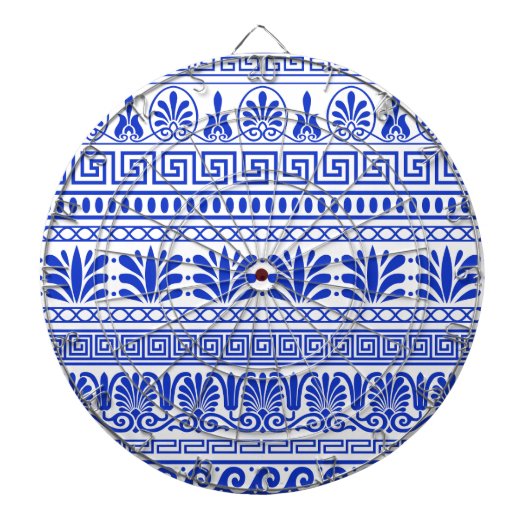 Griekse fret, mediterraan patroon, blauw dartbord (Voorkant)