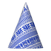 Griekse fret, mediterraan patroon, blauw feesthoedjes (Links)