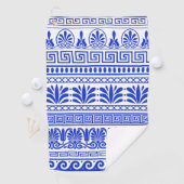 Griekse fret, mediterraan patroon, blauw golfhanddoek (Insitu)