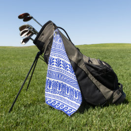 Griekse fret, mediterraan patroon, blauw golfhanddoek