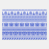Griekse fret, mediterraan patroon, blauw inpakpapier vel (Voorkant 3)