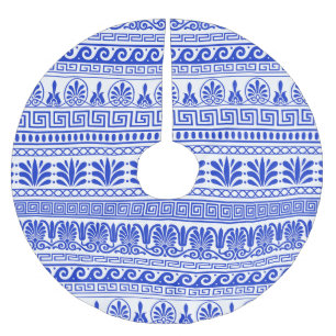 Griekse fret, mediterraan patroon, blauw kerstboom rok