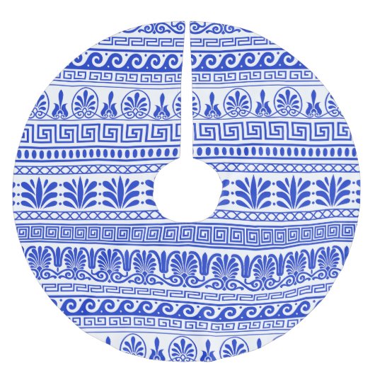 Griekse fret, mediterraan patroon, blauw kerstboom rok (Voorkant)